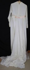 Vintage Wedding dress gown early 1960s ivory boho hippie detachable train