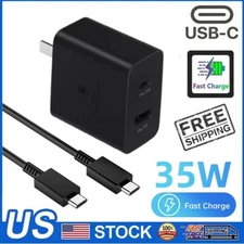 3FT USB-C Cable 35W Power Adapter Duo Wall Charger For Samsung Galaxy S23 S22 +