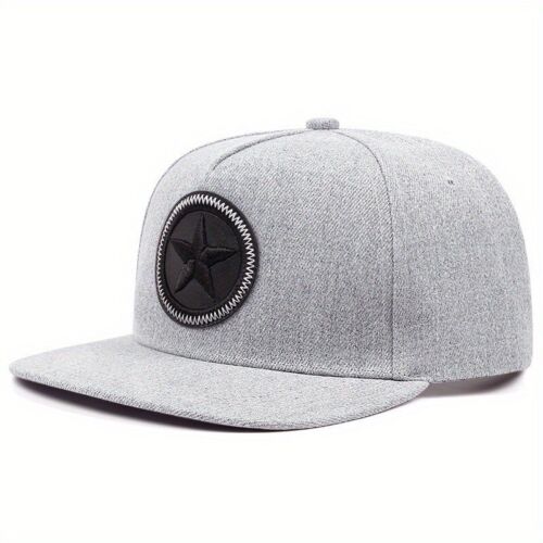 Star Embroidered Baseball Cap Snapback Men Women Flat Peak Hip Hop Rap Sport Hat - Picture 5 of 12