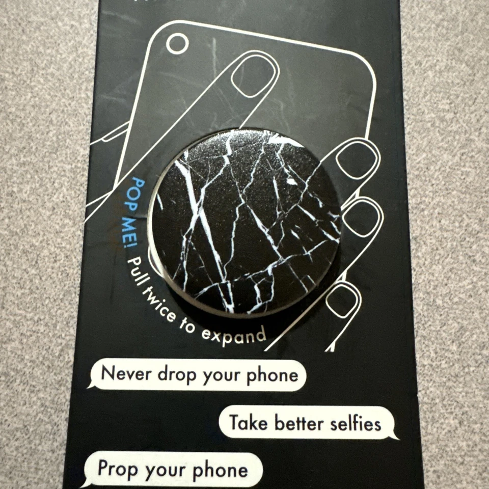 Genuino - Empuñadura y soporte para teléfono PopSocket para teléfonos y tabletas - Mármol negro - Nuevo Foto 2 de 4