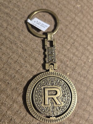 Cancun Mexico Keychain Metal Spinner Fob Key Ring Mayan Calendar Letter R C118