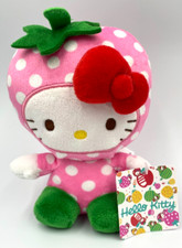 Juguete de peluche Hello Kitty lunares fresa 6 pulgadas Sanrio lindo regalo nuevo con etiquetas