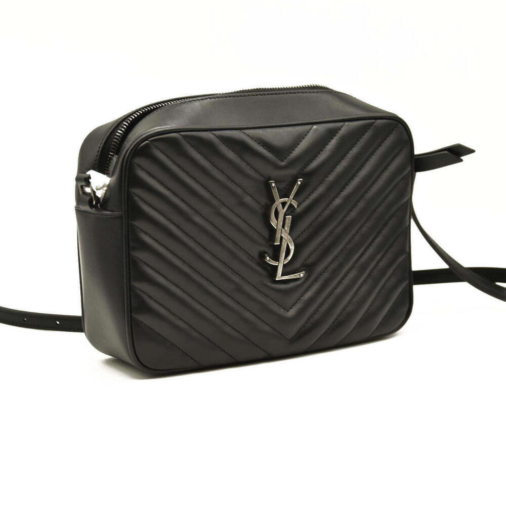Borsa per fotocamera Saint Laurent pelle di vitello materasso monogramma Lou nera