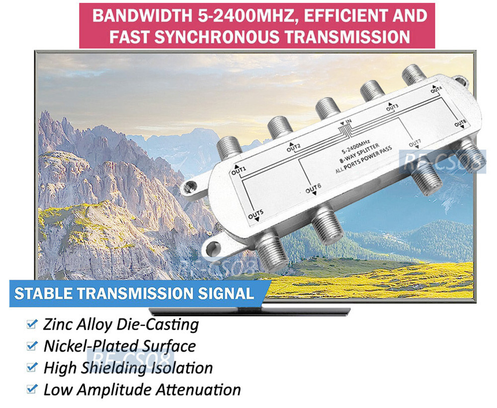 Premium 8-Way RF Coax TV Splitter RF Coax Combiner For CATV