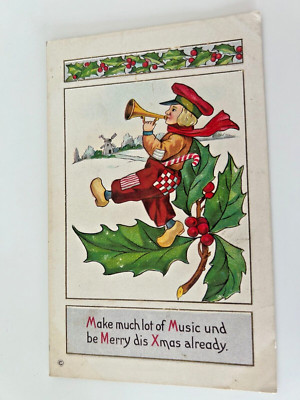 Make Much Lot of Music and Be Merry Christmas Postcard