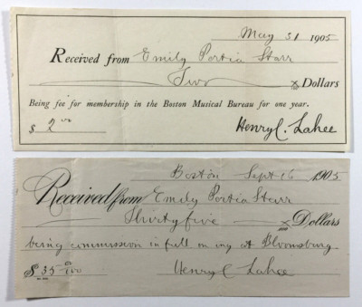 Antique Boston Musical Bureau Ephemera Membership Receipts Henry C Lahee 1905