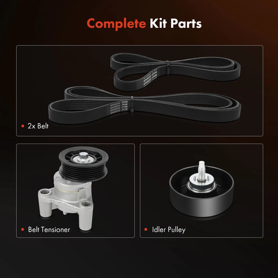4x Kit de componentes de transmisión por correa Serpentine para Chevy Silverado 2500 HD Suburban GMC Foto 2 de 4