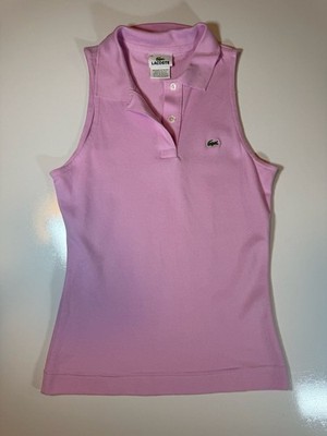 Lacoste Women's Sleeveless Performance Golf Polo Shirt in Light Pink