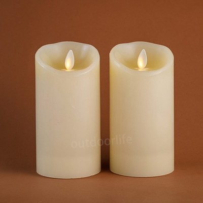 Luminara Flameless Pillar Wax Candles w/Moving Wick Remote Unscent Ivory 3''X5.5''