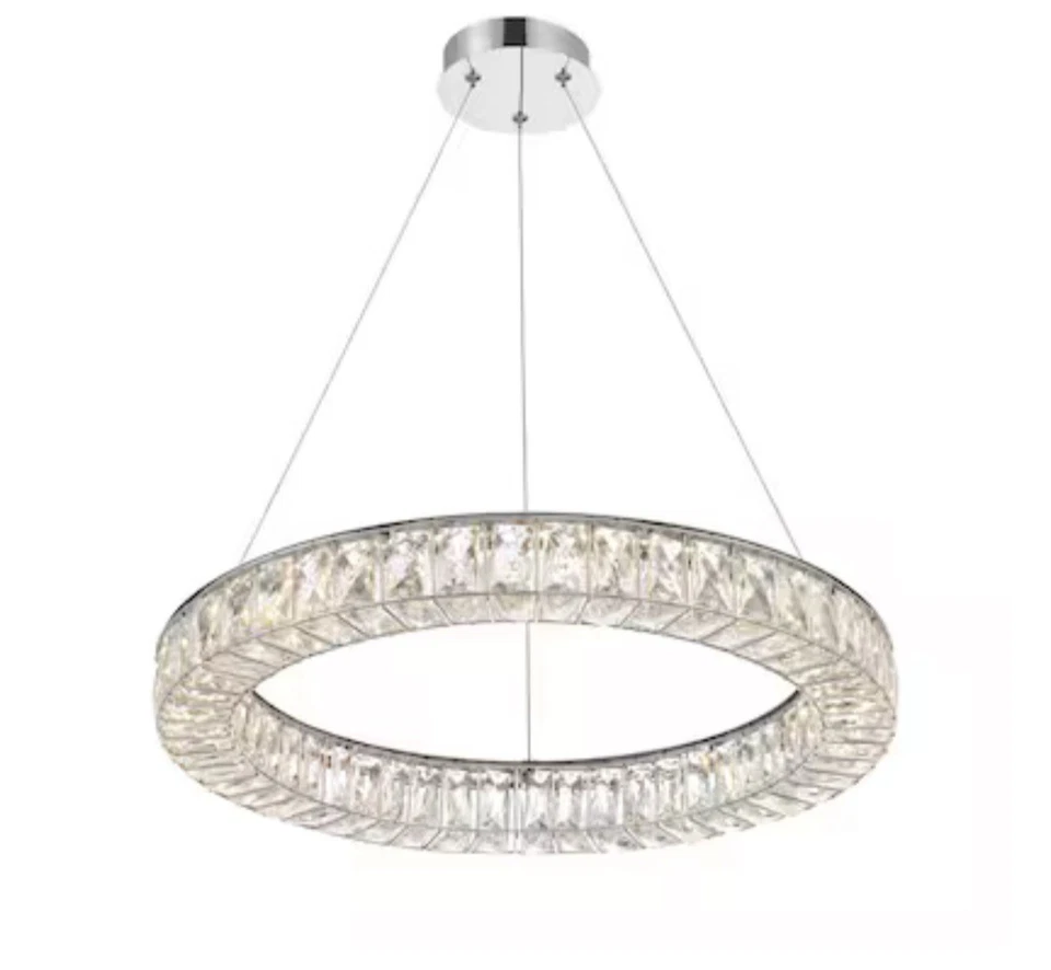 allen + roth Aurelis Gloss Chrome Glam Integrated LED Crystal 5336397 Chandelier - Image 3 of 4