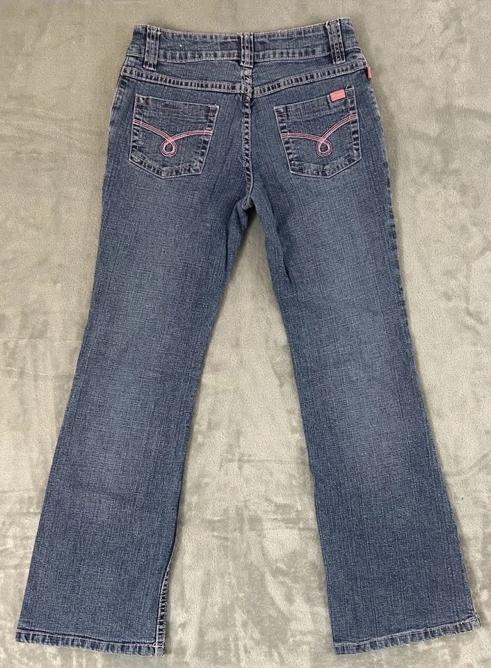 Pantalones de mezclilla Bongo de colección para mujeres niñas talla 12 pierna acampanada Y2K años 90 piedras campana parte inferior Foto 4 de 4