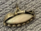 Navajo Pendant Sterling Silver Mother of Pearl Vtg Feather Handmade Signed OG