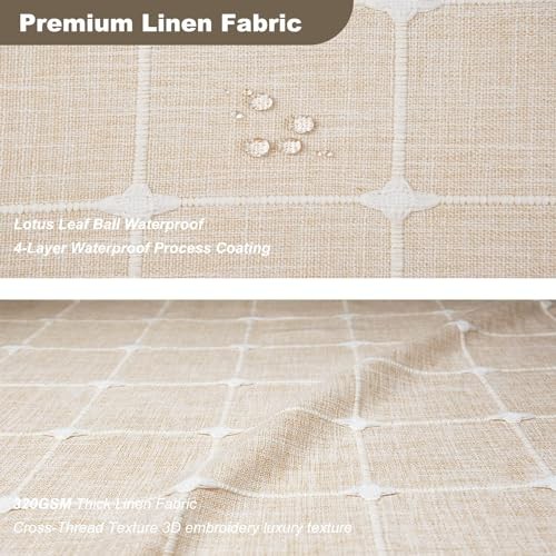Boho Plaid Shower Curtain Farmhouse Striped Polyester-linen Fabric Shower Cur... - Picture 5 of 7