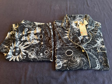 Johnny Was Loungewear BLACK/WHITE Carly ARTSY OUTER SPACE Knit Pajama Set M