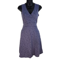 Toad&Co Cue Sleeveless Dress Blue Heather Print Organic Cotton Fit And Flare XS