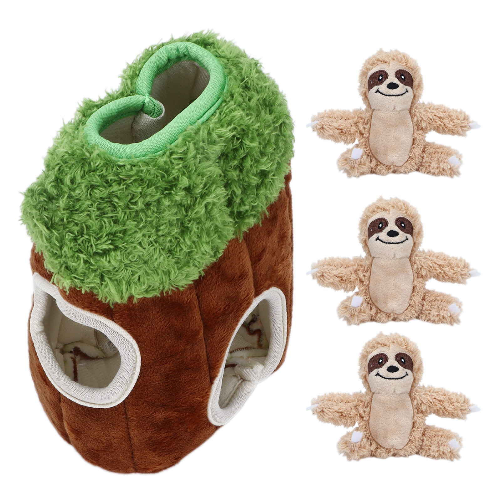 Sloth Trunk Holes Toys For Dog Squeaky Plush Toys Hide And Seek Games Intereacti