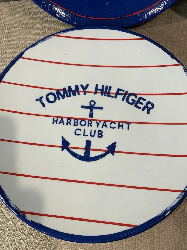 Набор из 4 тарелок Tommy Hilfiger Harbor яхт-клуб якорь морской меламин 11 дюймов - Изображение 2 из 4