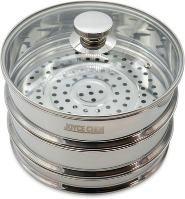 Joyce Chen 10-Inch Stainless Steel Two-Tier Steamer with Glass Lid & Wok Adapter