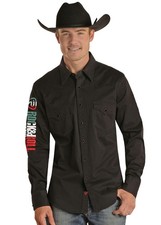 Rock  Roll Black Snap Mexico Logo - Mens Shirt - Rrmsosr0Qt