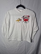 Vintage The Disney Store Mickey Minnie Mouse Pluto White Embroidered Kids Size L