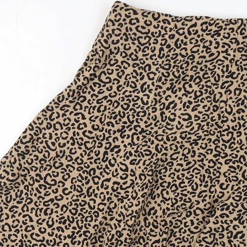 New Look Women's Beige Animal Print Culotte Shorts Size 8 - Image 4 of 4