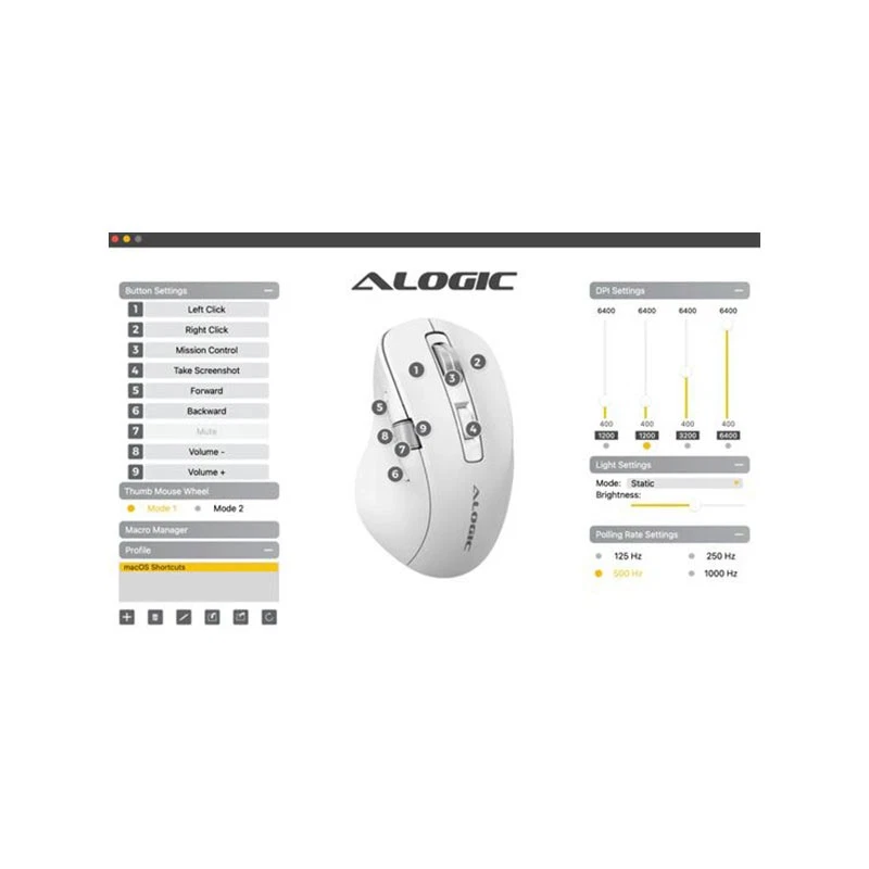 A-Logic Wireless Gaming Mouse Model Apex Ergonomic 7 Programmable Buttons, White - Image 4 of 4