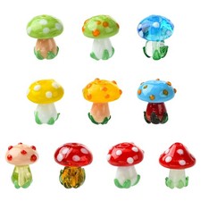 10pcs 0 Colors Handmade Lampwork Beads, Glass Mushroom Beads for DIY