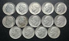 Lot of 14 Roosevelt Silver Dimes 90% Silver ~1 Oz ASW $1.40 Face 1946-1964 10C