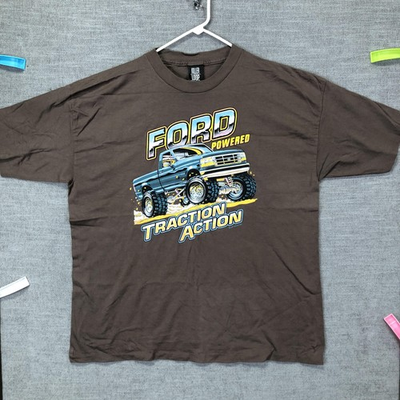 #ad #ad Vintage Ford Powered Traction Action T Shirt L Brown Single Stitch USA Made 4x4 $67.99
