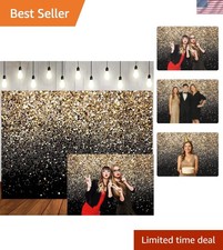 Elegant 7x5ft Black and Gold Glitter Backdrop for New Celebrations
