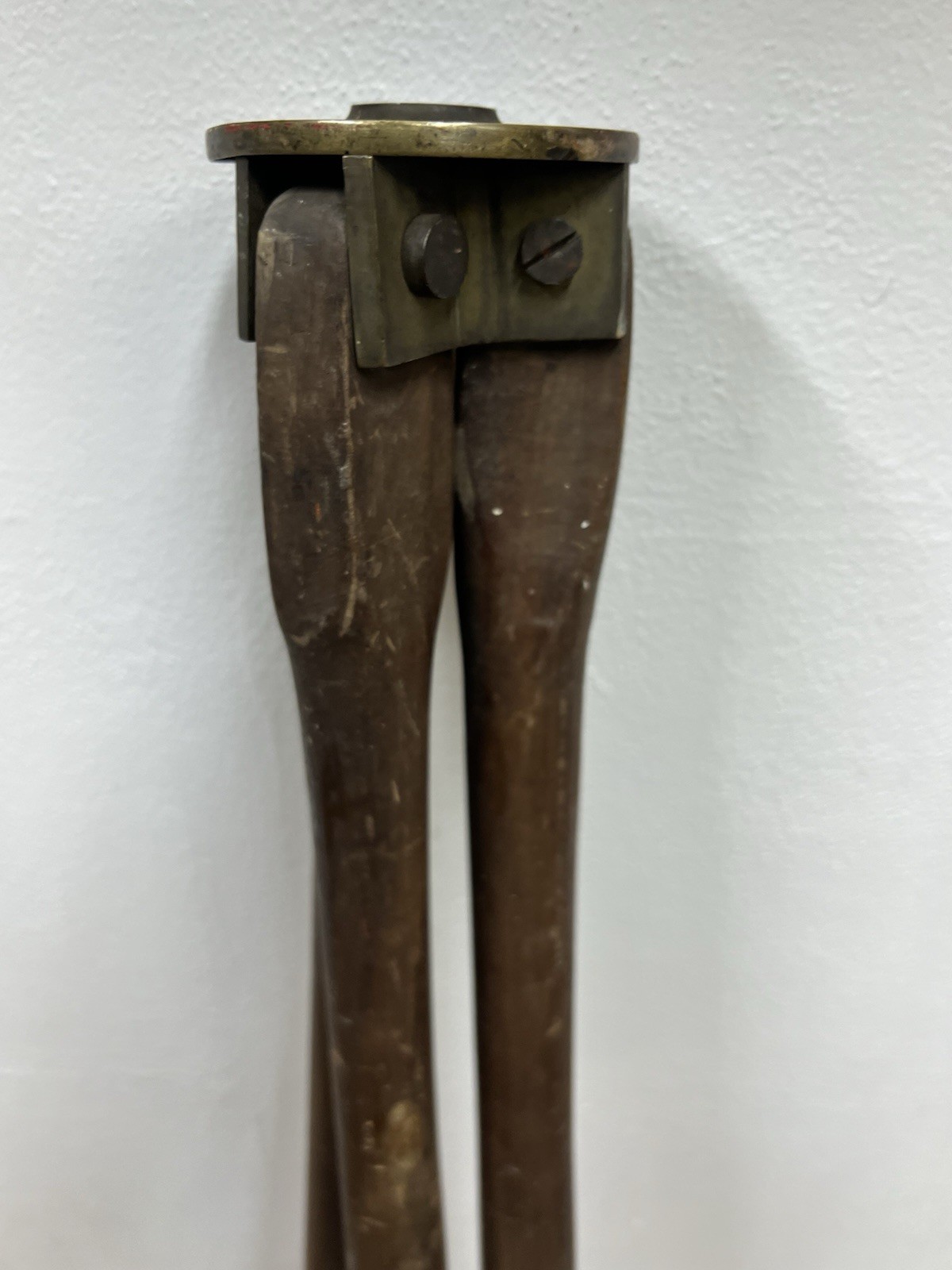 Vintage WOOD TRIPOD rustic decor transit light stand survey industrial brass 4'