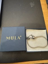 MULA Sterling Silver S925 Charm Bracelet Family Forever Heart Design 