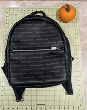 Emperor Armani Backpack color Black horizontal logo Faux Leather .