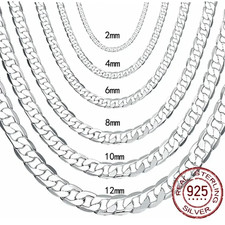 Men'S 925 Sterling Silver Necklace 2/4/6/8/10/12MM 40-75Cm Face Chain Necklace L - Image 2