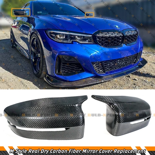 M STYLE FULL DRY CARBON FIBER REPLACEMENT MIRROR COVERS FOR 2017-23 BMW G30 G20