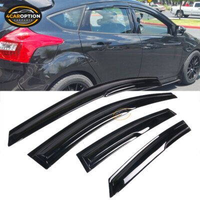 Fits 12-18 Ford Focus MUG Style Window Visors Rain Sun Guard Vent 4PC Set