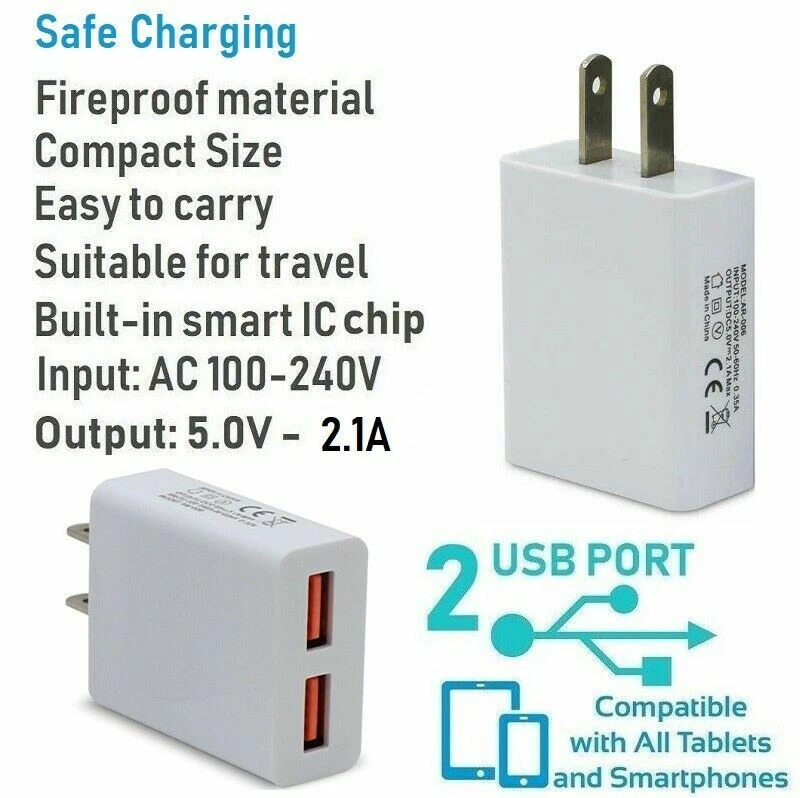 2x 10W DUAL USB Wall Charger Cube for Apple iPad 2 3 4 Air 1 2 Mini 2/3/4 [SS10 - Image 4 of 4