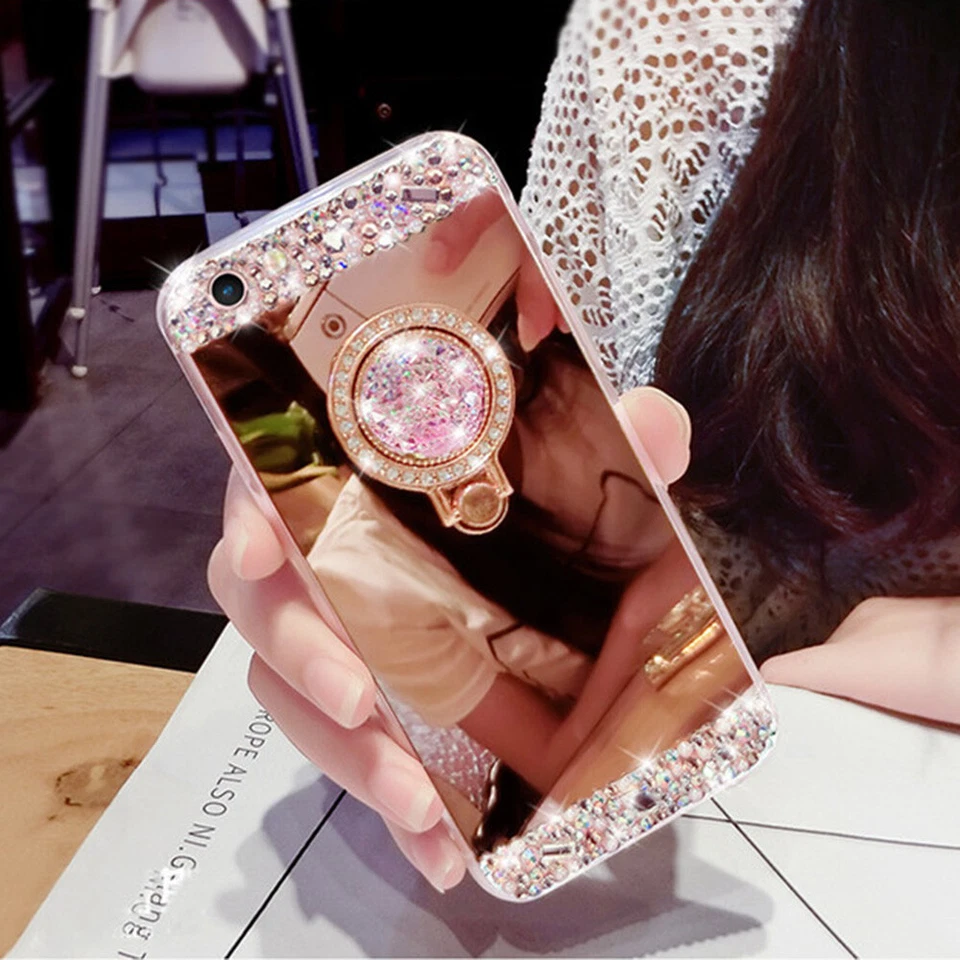 Capa espelho diamante Bling com anel para Samsung Galaxy S21 S20 S10 S9 Note20 - Imagem 3 de 4
