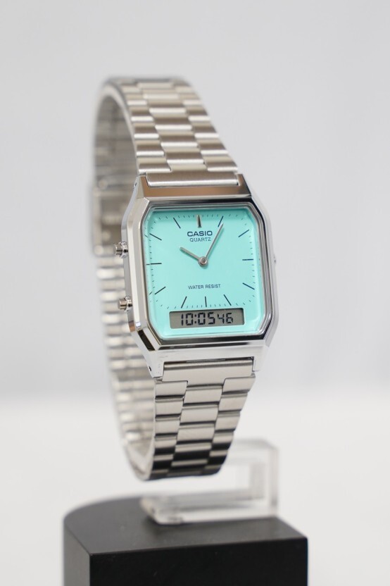 Casio] AQ-230A-2A2 Retro Square Turquoise Blue Retro Public