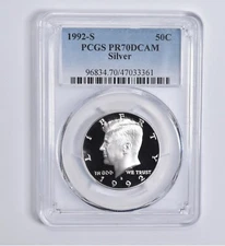 PR70 DCAM 1992-S Silver Kennedy Half Dollar PCGS Blue Label