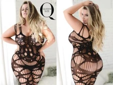Killer Legs Fishnet Strappy Cutout Jumpsuit Bodystocking 818JT184Q Plus Size