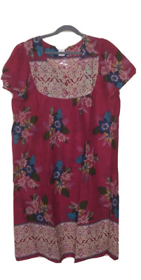 CW Classics Women s 100% Cotton Dress With 3 Button Fuchsia Floral Size 1X New.