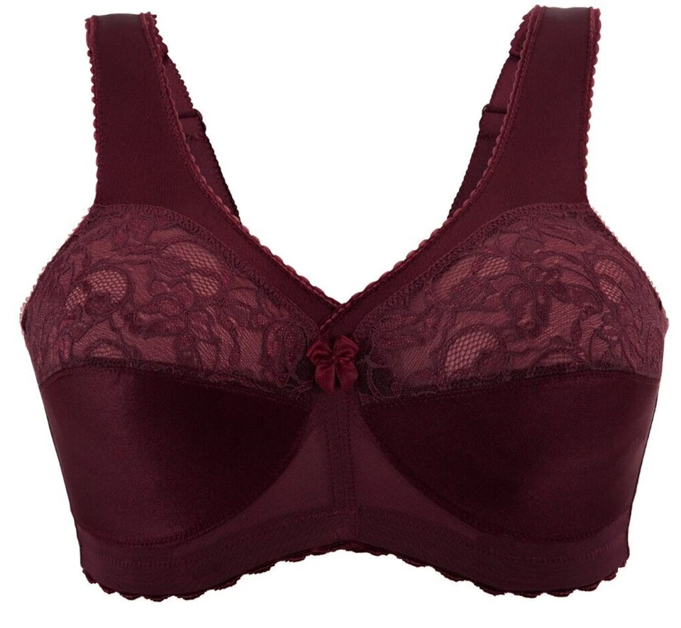 Glamorise MAGIC LIFT Best Plus-Size Burgundy Bra Lace-Cups X~WIDE~STRAPS NEW 52G - Image 4 of 4