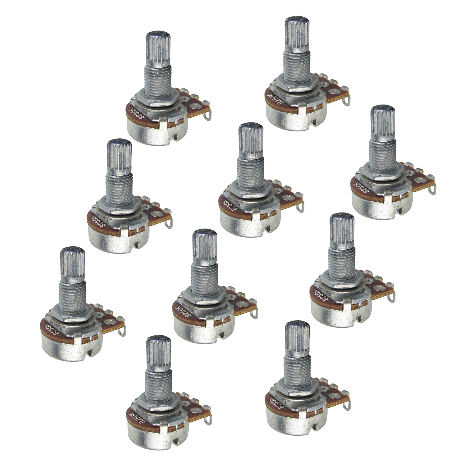 10PCS Small Electric Guitar Pots B250K Potentiometers 18mm Long Split Shaft Pots