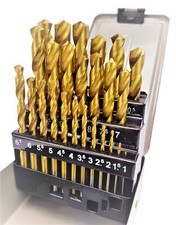 Metallbohrer Set 24-tlg. HSS TIN  Ø 1,5-13 mm DIN338 Bohrer Stahl Spiralbohrer