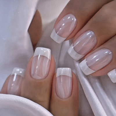 london2gifts 24 Stück Radiant Finish White French Suare Medium Press on Nails