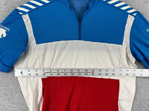 Descente Cycling Jersey Women Medium Red White Blue Made Japan 1/4 Zip Polyester - Picture 9 of 14