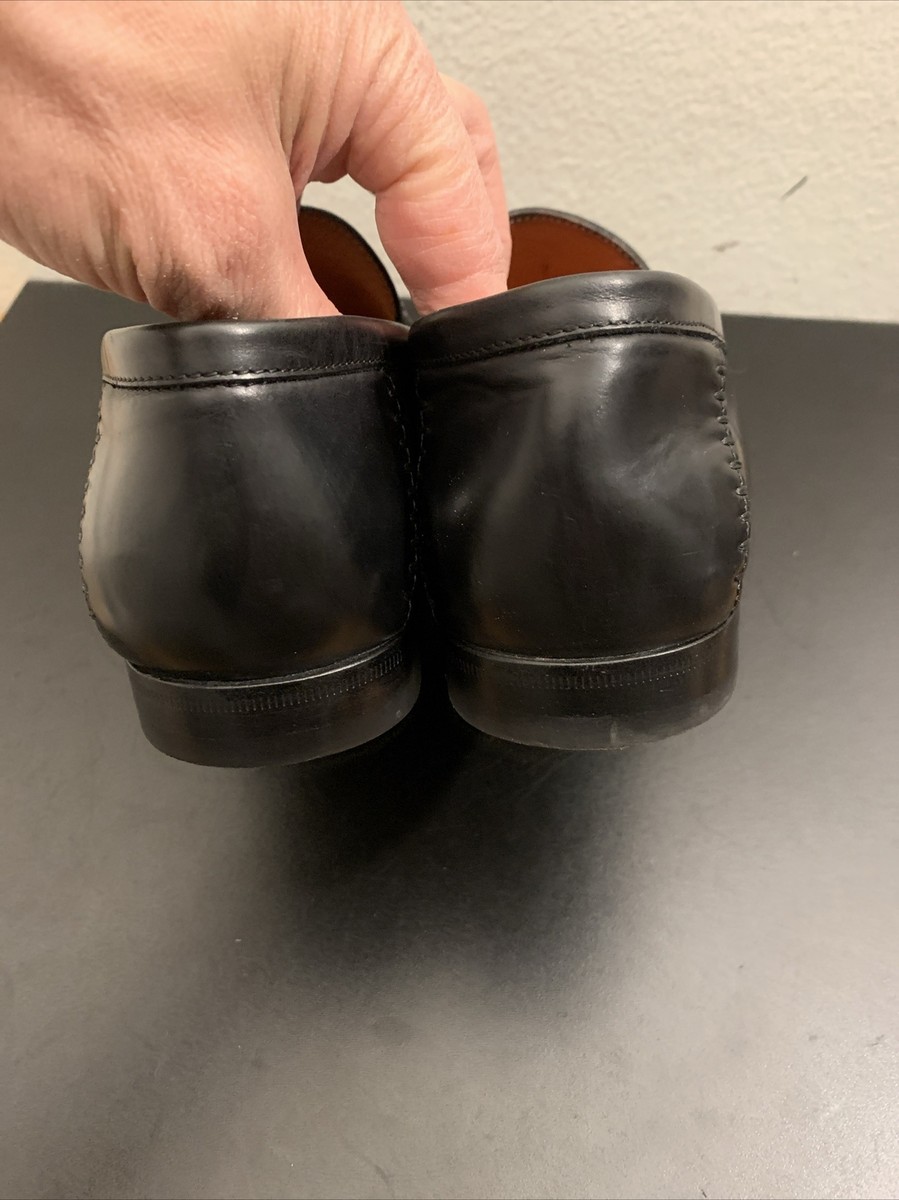Santoni Mens Black Leather Horsebit Loafers 7 D Slip-On  display picture 1