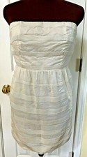 J.Crew Textured Strapless Cocktail dress 2 solid Ivory Cotton Side Pockets NWOT