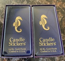 Vintage Lot Of 6 Candle Stickers 24 Kt Gold Finish